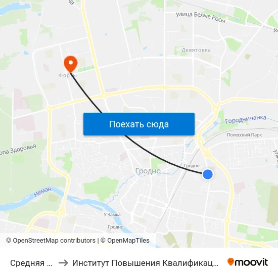 Средняя Школа № 5 to Институт Повышения Квалификации И Переподготовки Кадров Гргу map