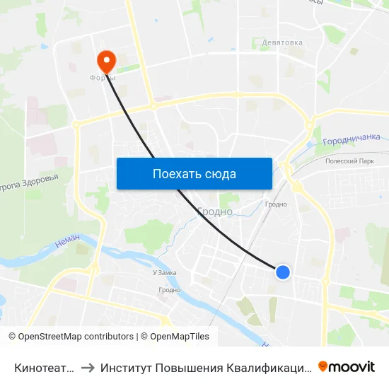 Кинотеатр «Восток» to Институт Повышения Квалификации И Переподготовки Кадров Гргу map