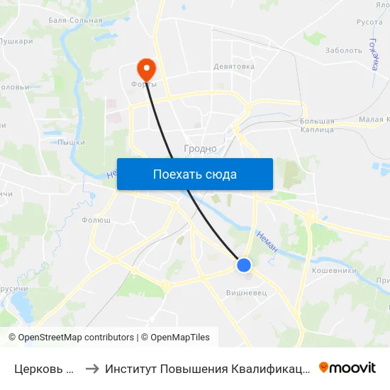 Церковь Всех Святых to Институт Повышения Квалификации И Переподготовки Кадров Гргу map