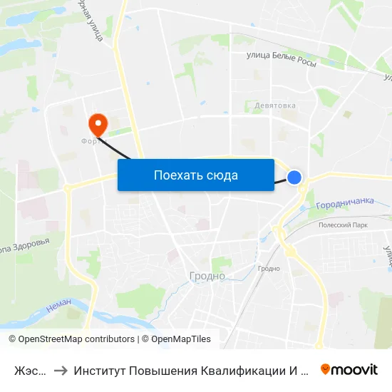 Жэс № 19 to Институт Повышения Квалификации И Переподготовки Кадров Гргу map