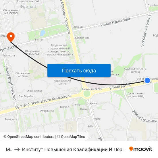 Мчс to Институт Повышения Квалификации И Переподготовки Кадров Гргу map