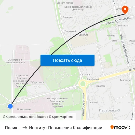 Поликлиника to Институт Повышения Квалификации И Переподготовки Кадров Гргу map