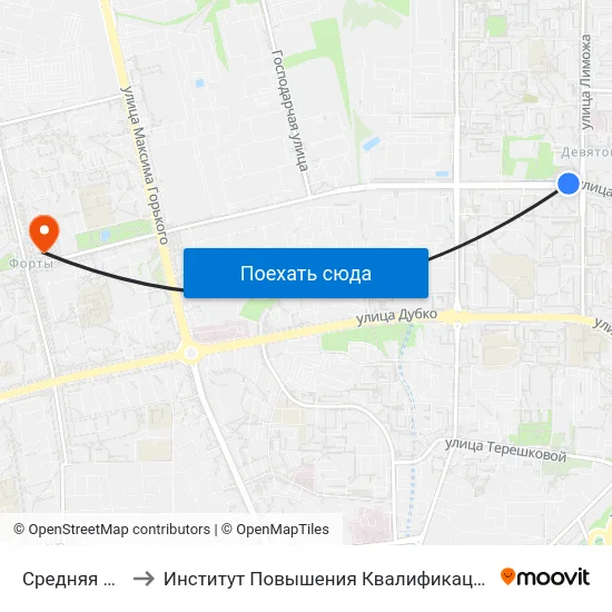 Средняя Школа № 36 to Институт Повышения Квалификации И Переподготовки Кадров Гргу map