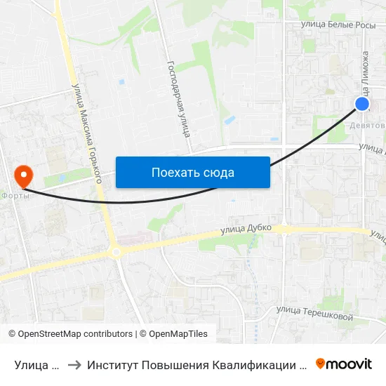 Улица Лиможа to Институт Повышения Квалификации И Переподготовки Кадров Гргу map