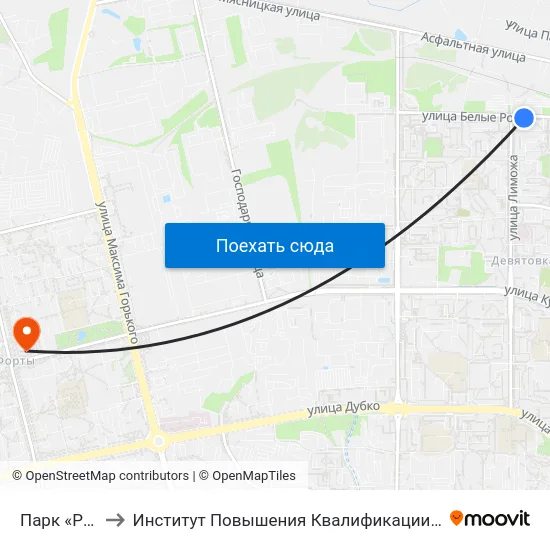 Парк «Районная» to Институт Повышения Квалификации И Переподготовки Кадров Гргу map