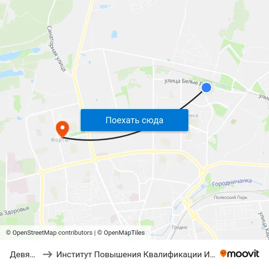 Девятовка-4 to Институт Повышения Квалификации И Переподготовки Кадров Гргу map