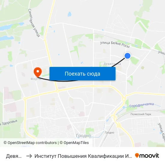 Девятовка-5 to Институт Повышения Квалификации И Переподготовки Кадров Гргу map