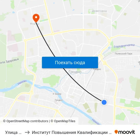 Улица Лидская to Институт Повышения Квалификации И Переподготовки Кадров Гргу map