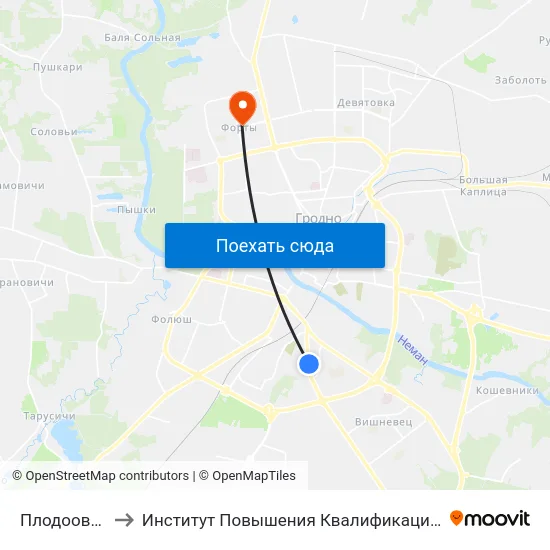 Плодоовощесервис to Институт Повышения Квалификации И Переподготовки Кадров Гргу map