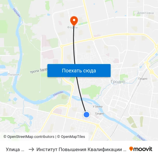 Улица Гагарина to Институт Повышения Квалификации И Переподготовки Кадров Гргу map