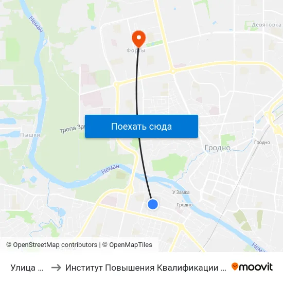 Улица Гагарина to Институт Повышения Квалификации И Переподготовки Кадров Гргу map