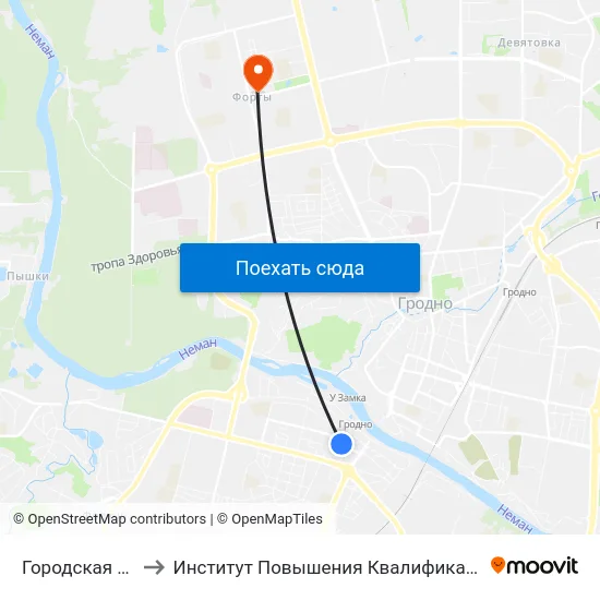 Городская Больница № 2 to Институт Повышения Квалификации И Переподготовки Кадров Гргу map