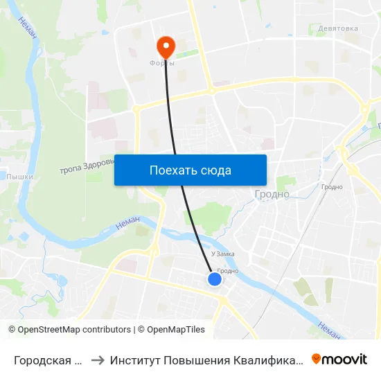 Городская Больница № 2 to Институт Повышения Квалификации И Переподготовки Кадров Гргу map