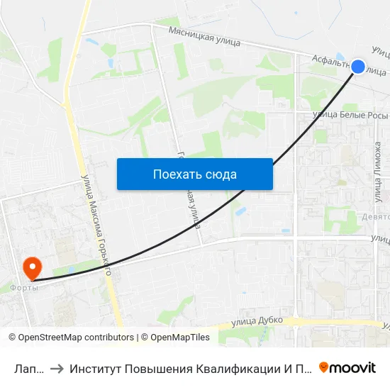 Лапенки to Институт Повышения Квалификации И Переподготовки Кадров Гргу map