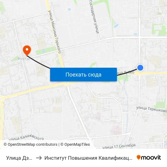 Улица Дзержинского to Институт Повышения Квалификации И Переподготовки Кадров Гргу map