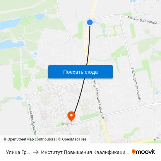 Улица Грандичская to Институт Повышения Квалификации И Переподготовки Кадров Гргу map