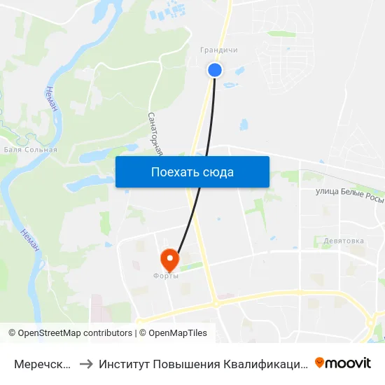 Меречская Застава to Институт Повышения Квалификации И Переподготовки Кадров Гргу map