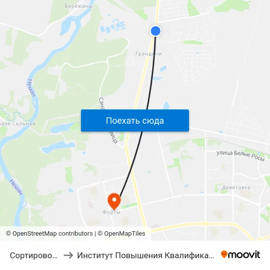 Сортировочный Участок to Институт Повышения Квалификации И Переподготовки Кадров Гргу map