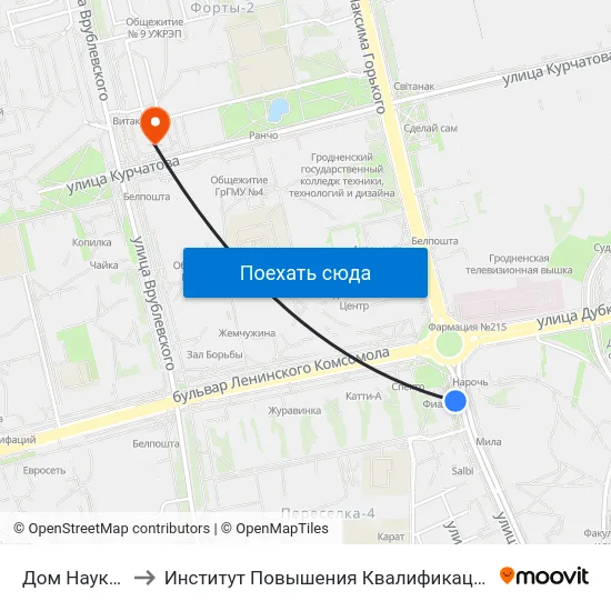 Дом Науки И Техники to Институт Повышения Квалификации И Переподготовки Кадров Гргу map