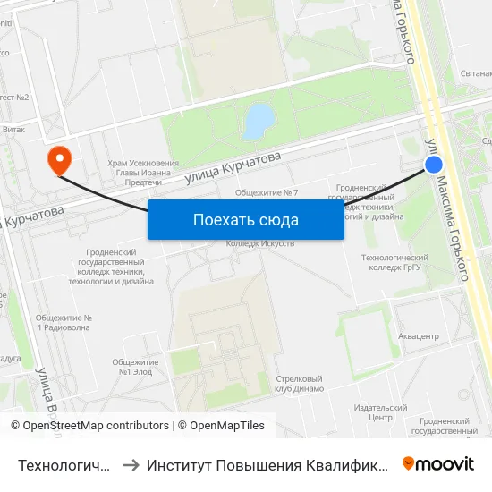 Технологический Колледж to Институт Повышения Квалификации И Переподготовки Кадров Гргу map