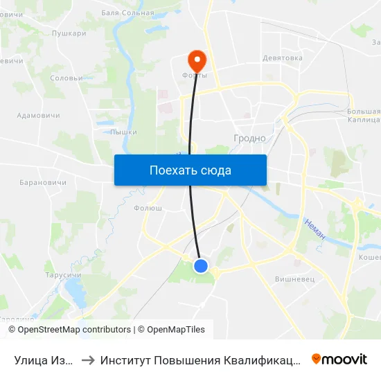 Улица Издательская to Институт Повышения Квалификации И Переподготовки Кадров Гргу map