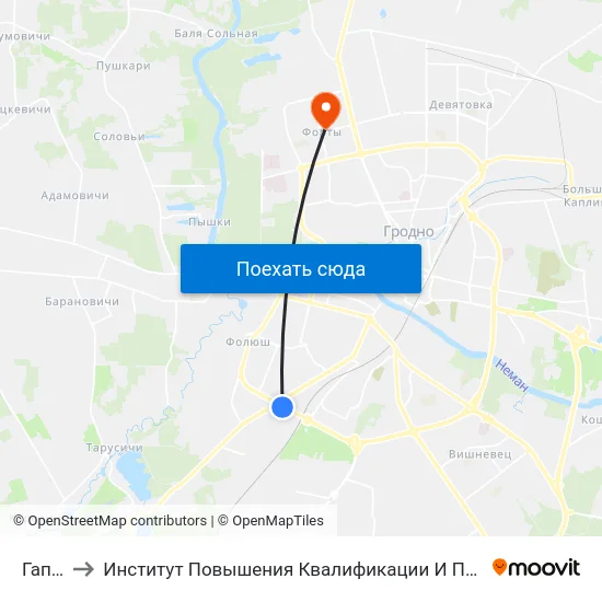 Гап № 1 to Институт Повышения Квалификации И Переподготовки Кадров Гргу map