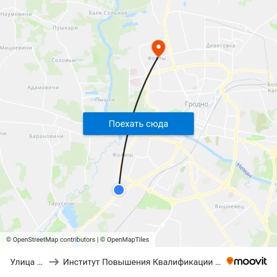 Улица Хвойная to Институт Повышения Квалификации И Переподготовки Кадров Гргу map