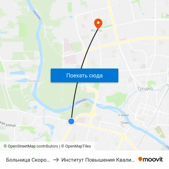 Больница Скорой Медицинской Помощи to Институт Повышения Квалификации И Переподготовки Кадров Гргу map