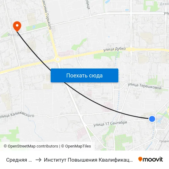 Средняя Школа № 2 to Институт Повышения Квалификации И Переподготовки Кадров Гргу map