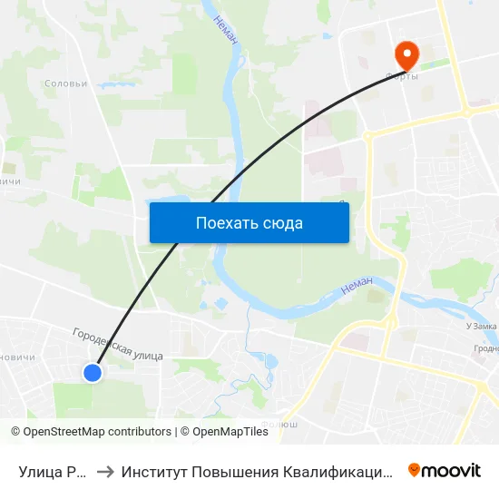 Улица Рябиновая to Институт Повышения Квалификации И Переподготовки Кадров Гргу map