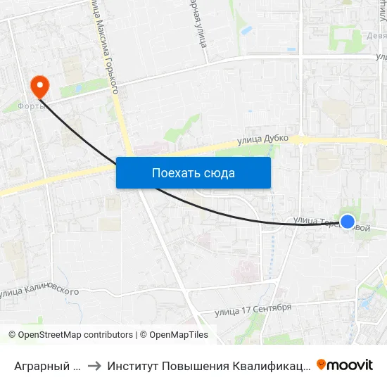 Аграрный Университет to Институт Повышения Квалификации И Переподготовки Кадров Гргу map