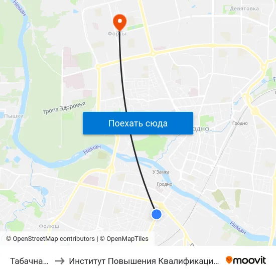 Табачная Фабрика to Институт Повышения Квалификации И Переподготовки Кадров Гргу map