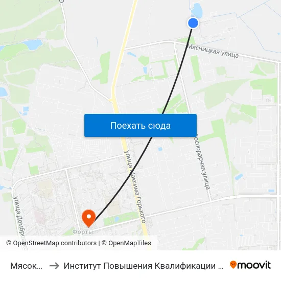 Мясокомбинат to Институт Повышения Квалификации И Переподготовки Кадров Гргу map