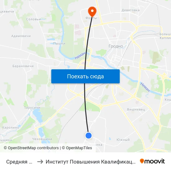 Средняя Школа № 39 to Институт Повышения Квалификации И Переподготовки Кадров Гргу map