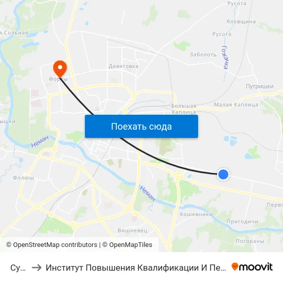 Су-178 to Институт Повышения Квалификации И Переподготовки Кадров Гргу map