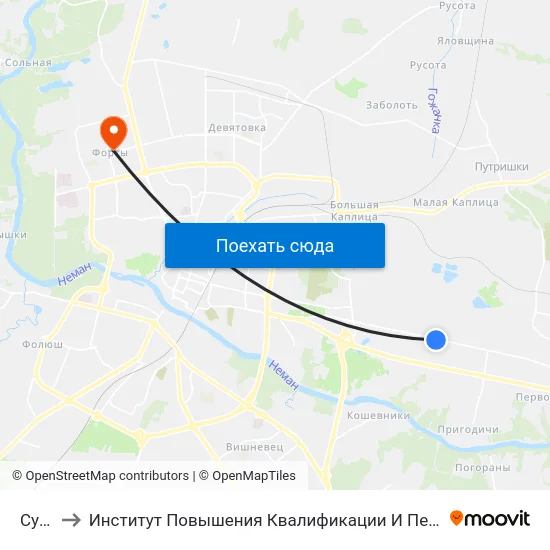 Су-178 to Институт Повышения Квалификации И Переподготовки Кадров Гргу map