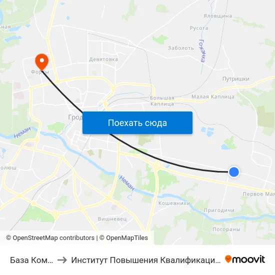 База Комплектации to Институт Повышения Квалификации И Переподготовки Кадров Гргу map