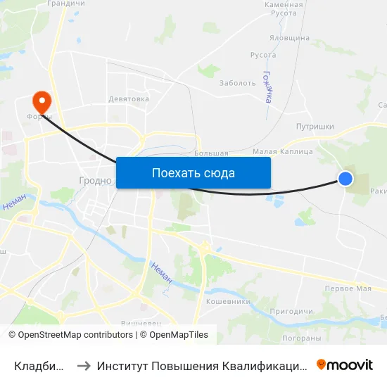 Кладбище «Аульс» to Институт Повышения Квалификации И Переподготовки Кадров Гргу map
