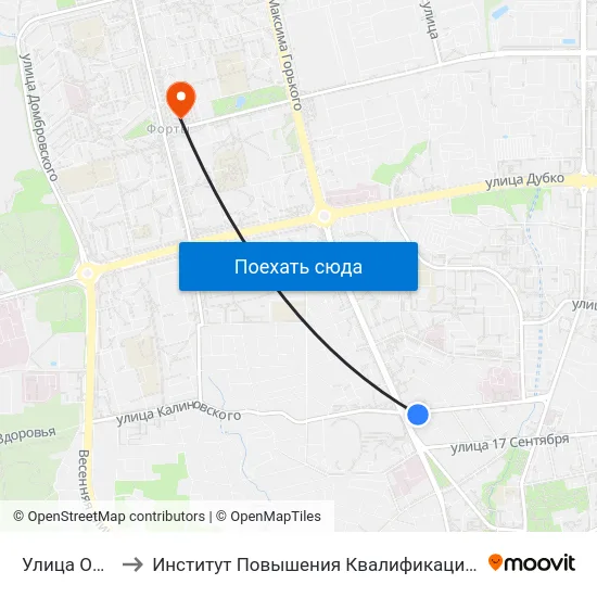Улица Островского to Институт Повышения Квалификации И Переподготовки Кадров Гргу map