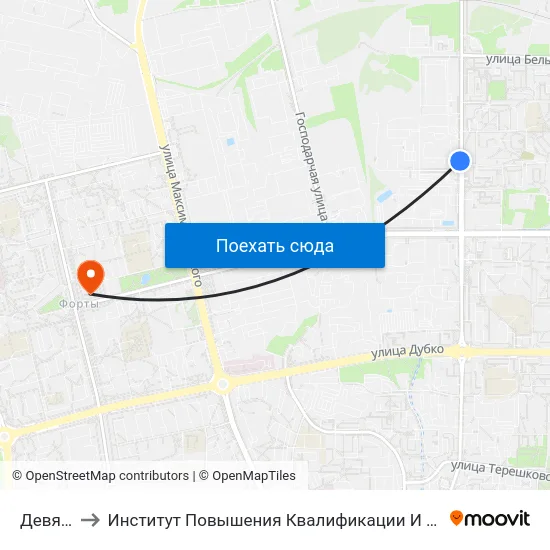 Девятовка to Институт Повышения Квалификации И Переподготовки Кадров Гргу map