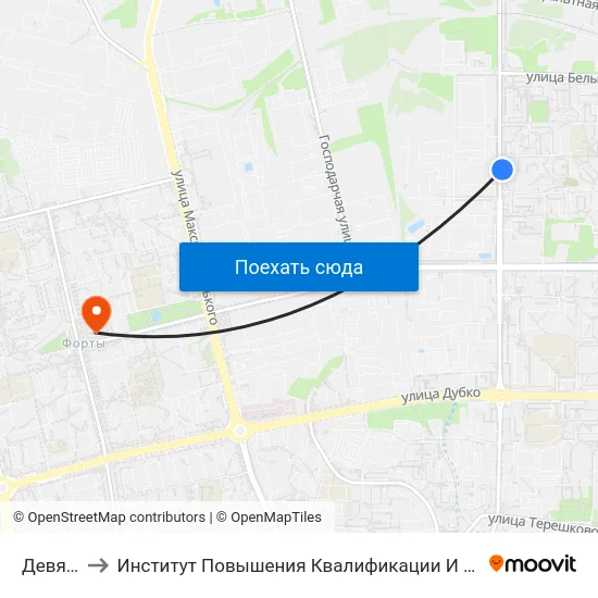Девятовка to Институт Повышения Квалификации И Переподготовки Кадров Гргу map