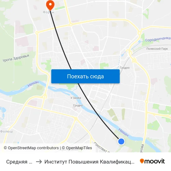 Средняя Школа № 3 to Институт Повышения Квалификации И Переподготовки Кадров Гргу map