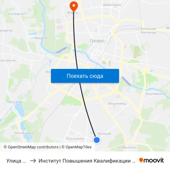 Улица Осенняя to Институт Повышения Квалификации И Переподготовки Кадров Гргу map