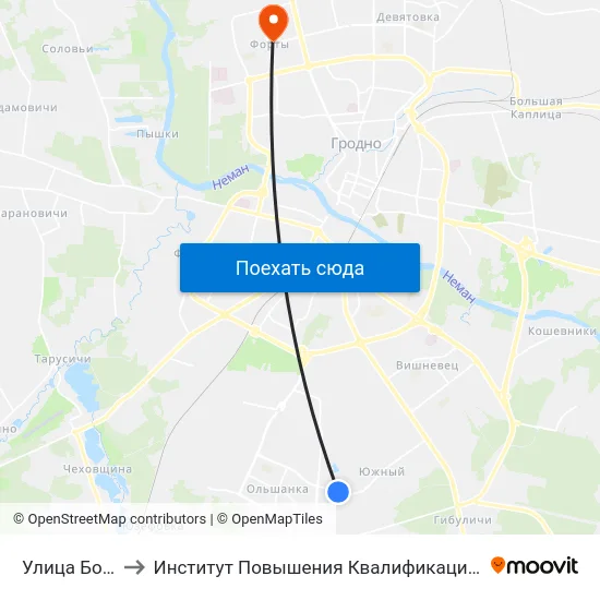 Улица Бобровского to Институт Повышения Квалификации И Переподготовки Кадров Гргу map