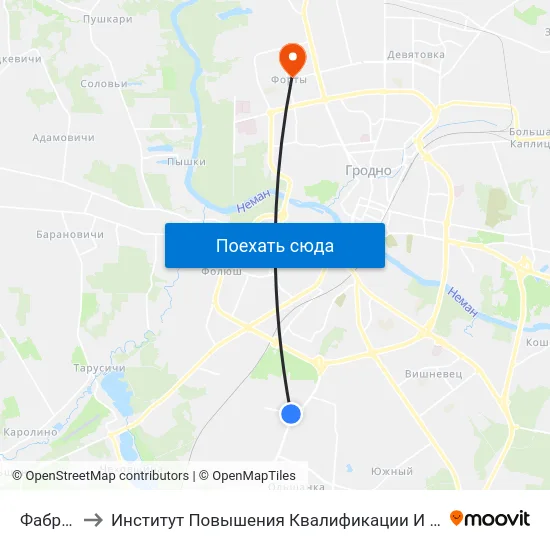 Фабричный to Институт Повышения Квалификации И Переподготовки Кадров Гргу map