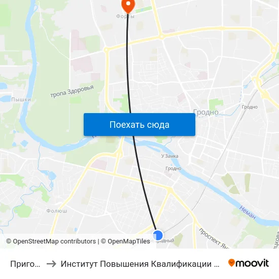 Пригородный to Институт Повышения Квалификации И Переподготовки Кадров Гргу map