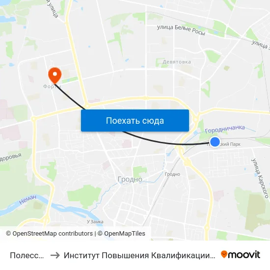 Полесский Парк to Институт Повышения Квалификации И Переподготовки Кадров Гргу map