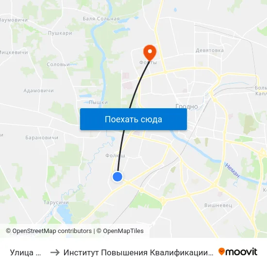 Улица Данилова to Институт Повышения Квалификации И Переподготовки Кадров Гргу map