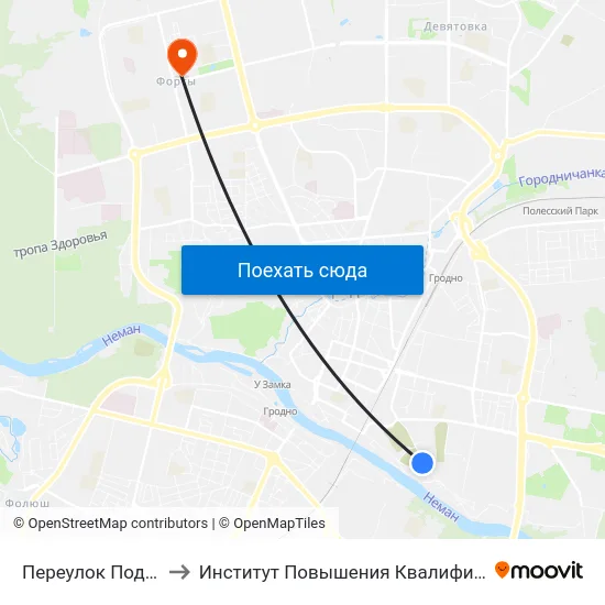 Переулок Подольный Четвёртый to Институт Повышения Квалификации И Переподготовки Кадров Гргу map