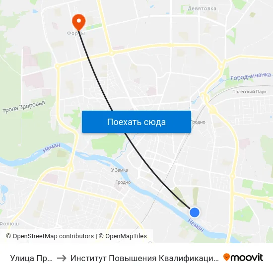 Улица Пригородная to Институт Повышения Квалификации И Переподготовки Кадров Гргу map